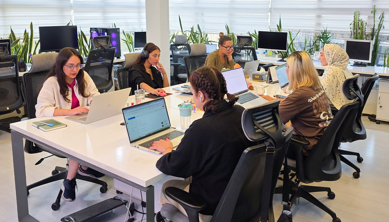 Professional Google Ads team in London office managing PPC campaigns